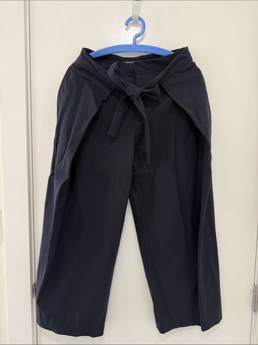 Club Monaco Navy Wide-Leg Tie-Waist Pants